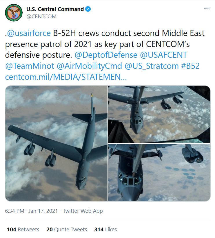 قاذفات B52 الأمريكية تحلق في سماء الخليج.. وإيران تتوعد وتتحدث عن